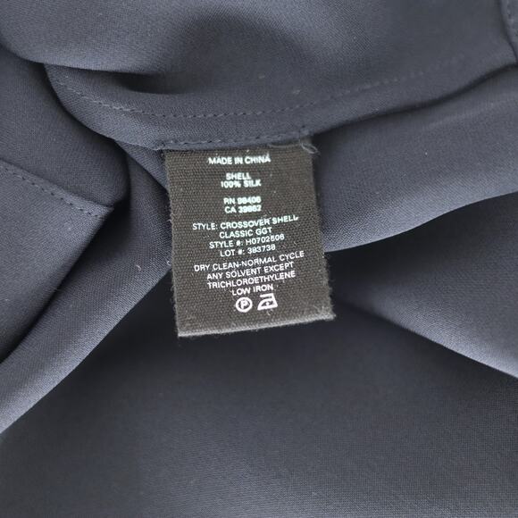 Theory Women Deep Navy Silk Semi Sheer Crossover Shell Blouse Tank Top Size S - Picture 7 of 7